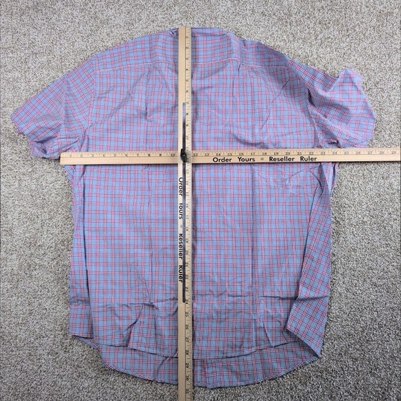 UNTUCKit Mens XXL Short Sleeve Plaid Button Down Shirt Red Blue Sauterns - Picture 5 of 5